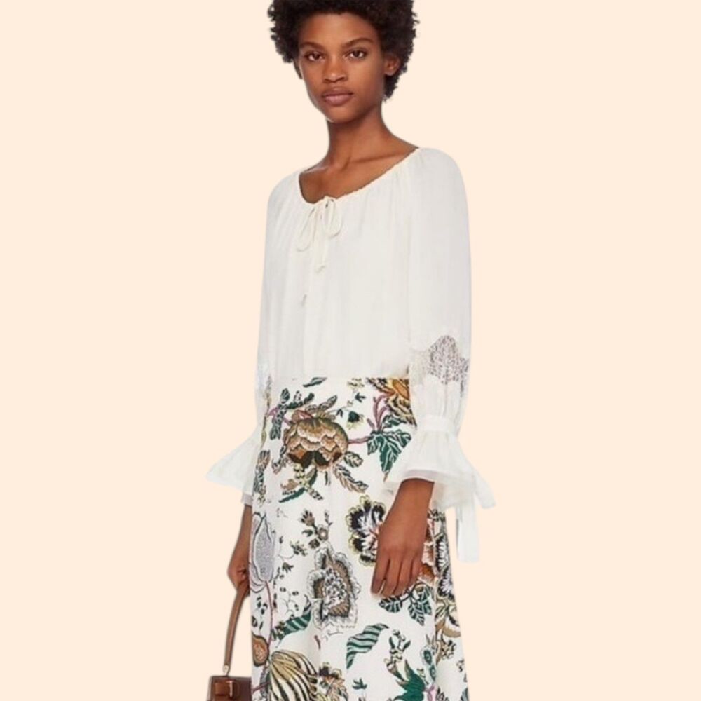 Tory Burch Silk Willow Blouse Ivory
